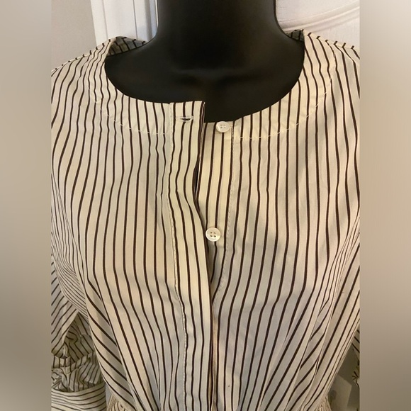 STAUD Cafu Dress Ivory/Dark Oak Micro Stripe Size Small - Picture 6 of 8